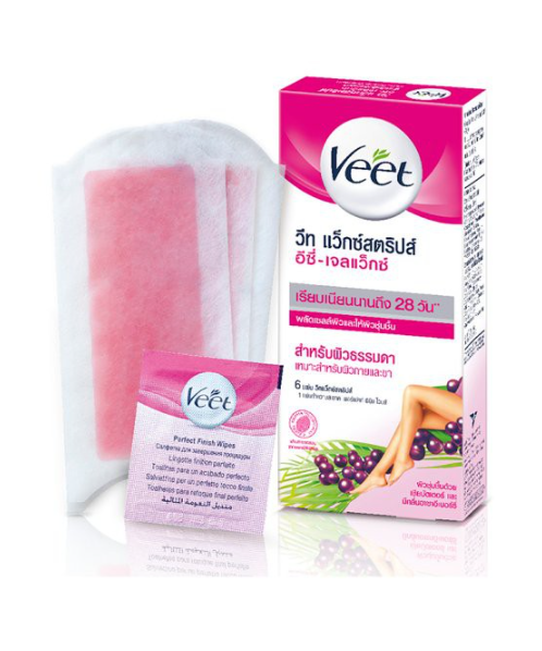 Veet Easy-Gel Wax Hair Removal Strips 6 strips.